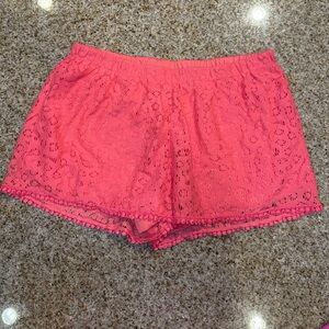 Just Be... Coral Lace Shorts